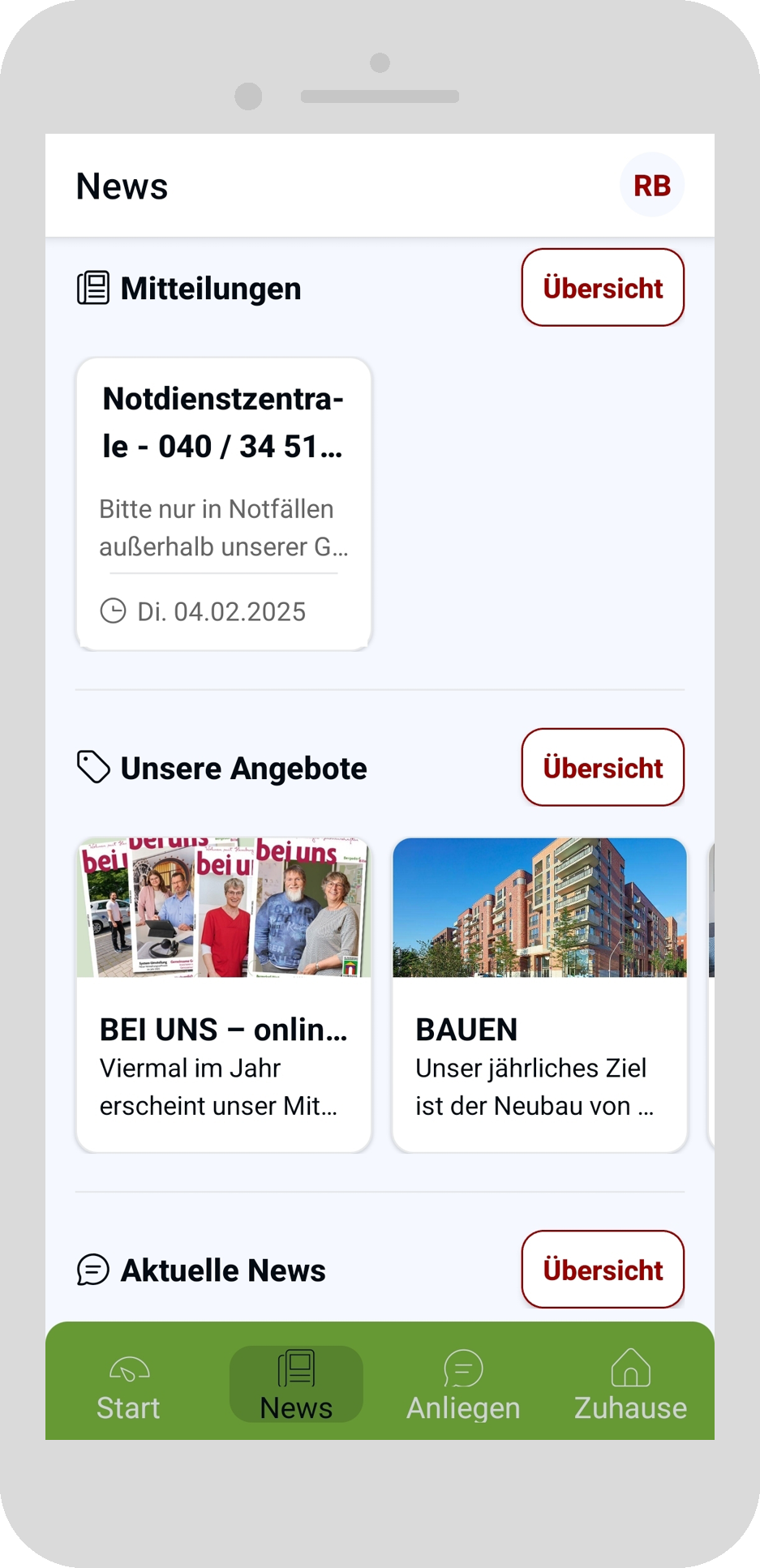 Screenshot von der Bergedorf-Bille-App